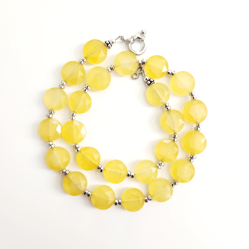 Yellow Agate Semi-Precious Gemstone Necklace--16
